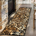 Tiger Stripe Washable Runner Rugs,2x8ft,Black Yellow with TPR Rubber Backing Non Slip Runner Rug for Hallway Kitchen Thin Durable Pet Friendly Bedroom Western Long Bathroom Rug