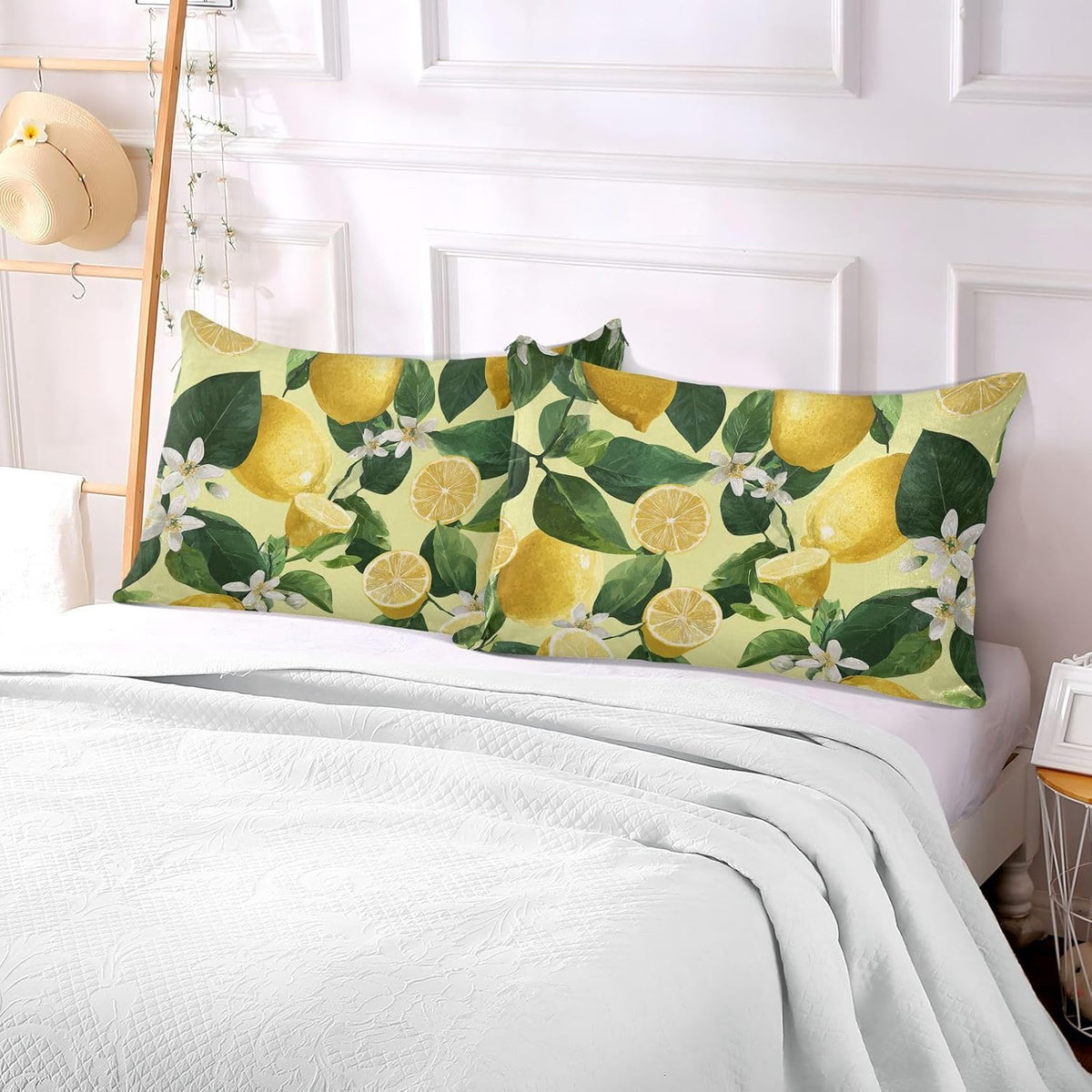 Pillow Covers 1 Pack Pillowcase with Zipper Standard Size Fluffy Pillow Cases 20x26 Inch Decorative Rectangle Yellow Vibrant Lemons Floral