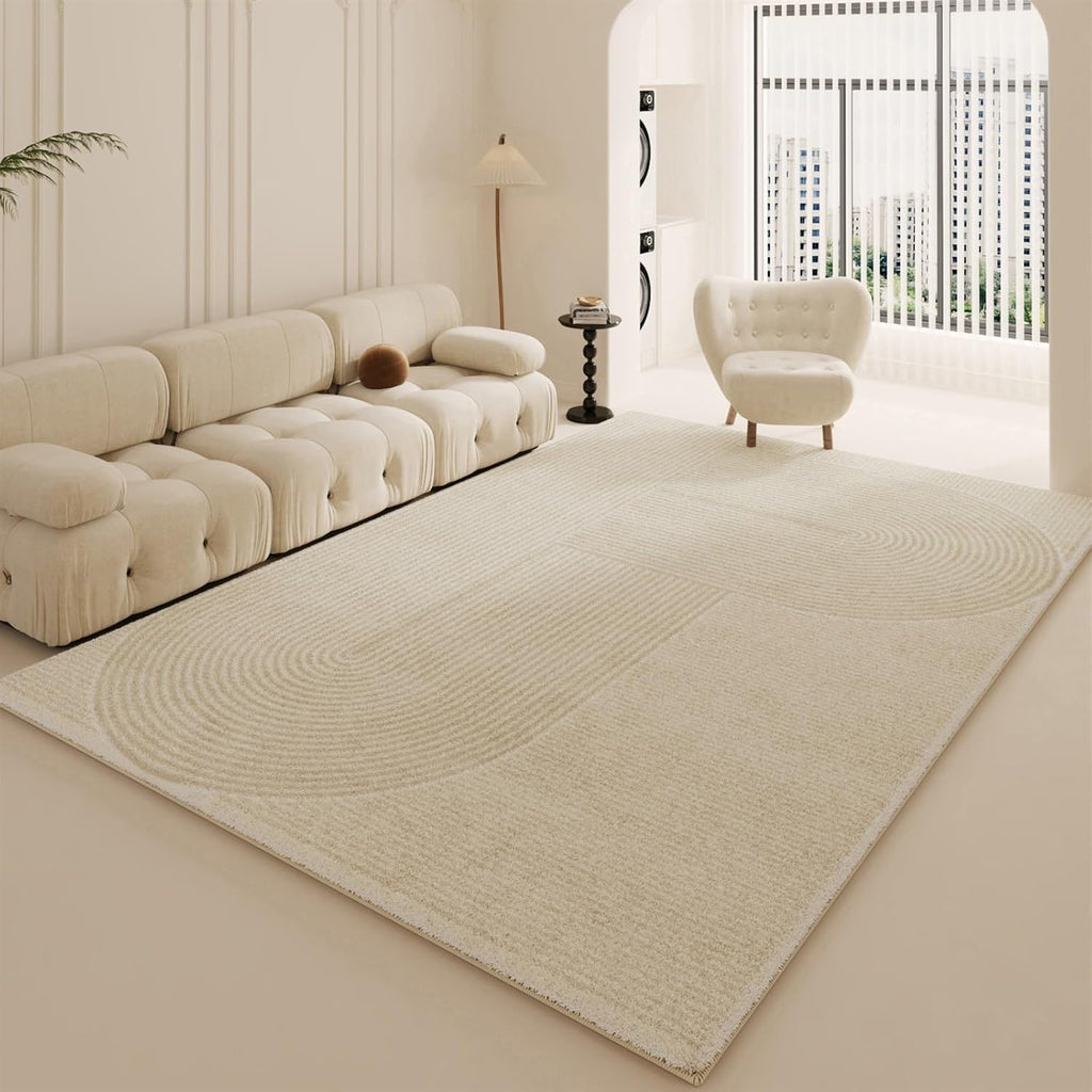 Area Rug Washable Rug Abstract Rug Aesthetic Minimalist Rug Indoor Floor Cover Carpet Accent Modern Rug(Light Yellow,63x91in)