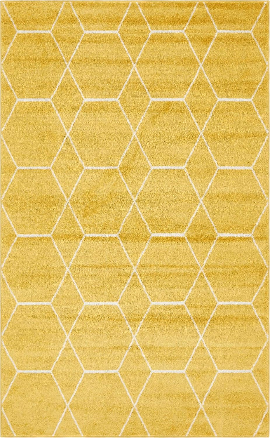 Trellis Frieze Collection Area Rug - Geometric (5' 1" x 8', Yellow/ Ivory)