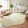 Modern Abstract Irregular Shaped Rug 2x3 Minimalist Geometric Striped Carpet for Livingroom Bedroom Diningroom Light Yellow Cream Indoor Large Rugs Soft Non Slip Thin Low Pile Home Office Floor Mat
