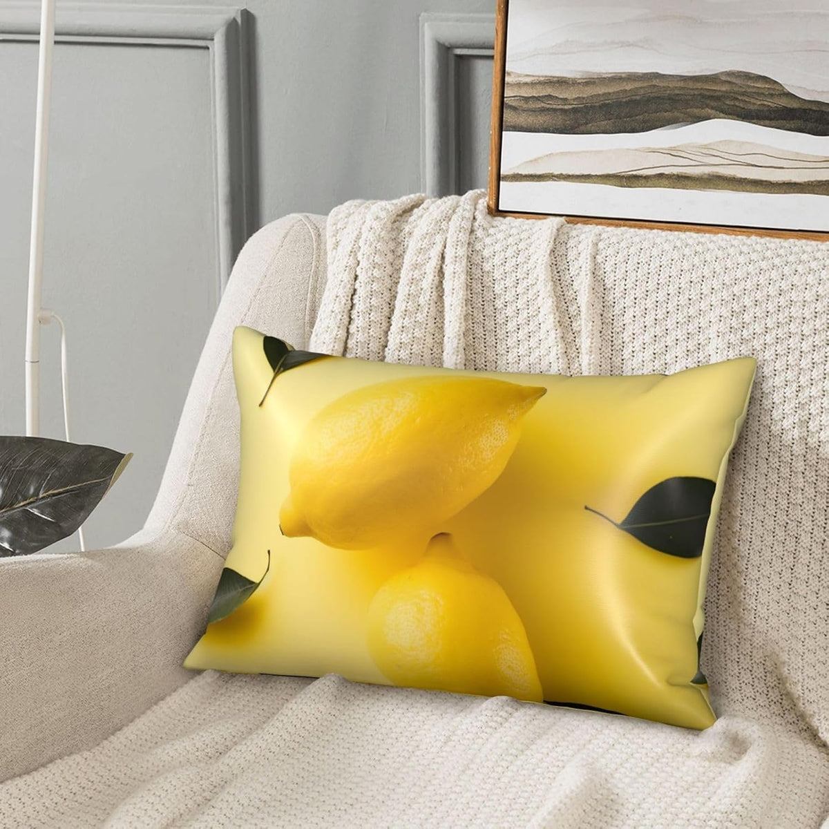 Satin Pillowcase for Hair and Skin, Yellow Lemon Pillow Cover Queen Size 20x30 Inch Soft Smooth Breathable Cooling Silky Pillow Cases with Hidden Zipper, Gifts for Women Men