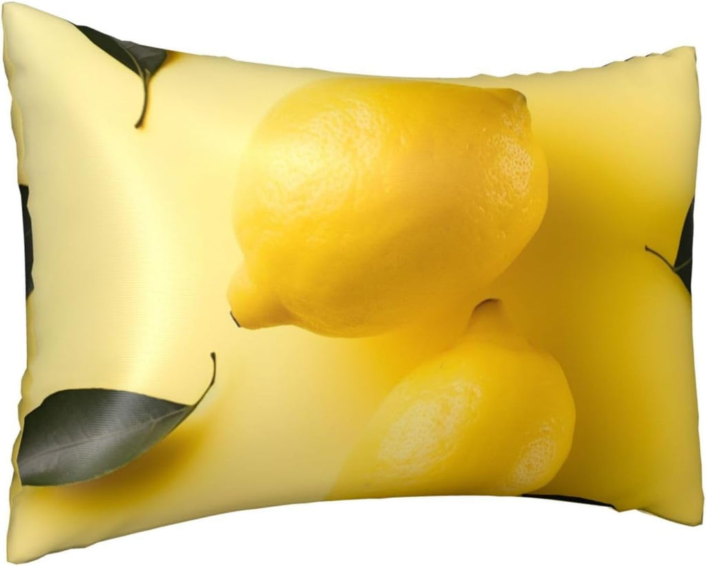 Satin Pillowcase for Hair and Skin, Yellow Lemon Pillow Cover Queen Size 20x30 Inch Soft Smooth Breathable Cooling Silky Pillow Cases with Hidden Zipper, Gifts for Women Men