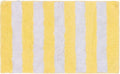 Beach Stripe Yellow Striped Washable Bath Rug – Non-Slip, Quick-Dry, Soft & Absorbent Bathroom Mat, Machine Washable, Coastal Décor (21" x 34")