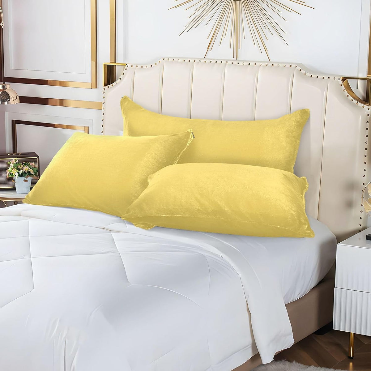 Lemon Yellow Zipper Pillowcase Soft Body Pillow Cover with Zipper Standard Size Pillow Case for Body Pillow Small Pillow Long Pillow 20x26in