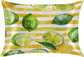 Yellow Striped Lemon Satin Pillowcase for Hair and Skin Pillow Cases Queen Size Soft Cooling Satin Pillow Covers with Zipper for Men Women 20x30 Inches