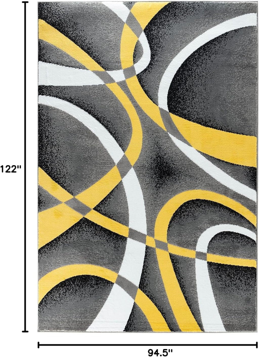 Area Rug Modern 8x10 Yellow Soft Contemporary Floor Carpet for Indoor Living Dining Room and Bedroom Area