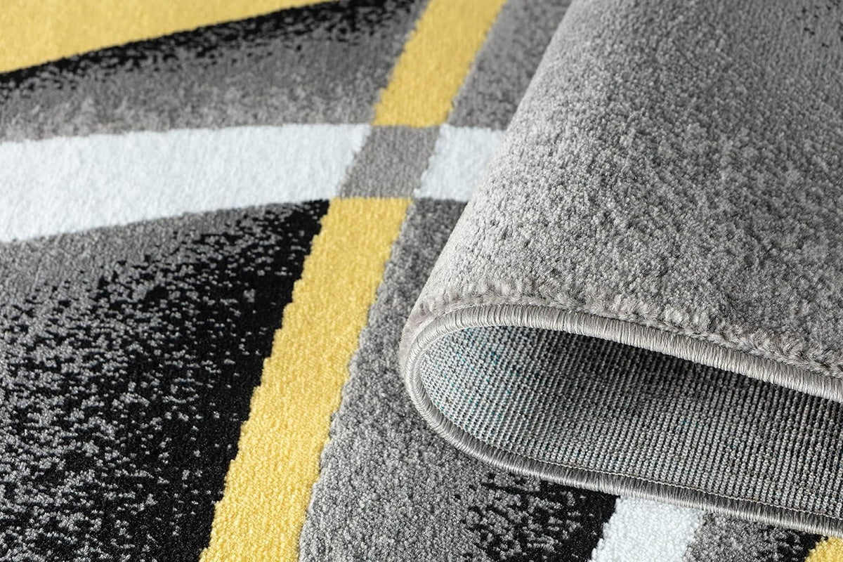 Area Rug Modern 8x10 Yellow Soft Contemporary Floor Carpet for Indoor Living Dining Room and Bedroom Area