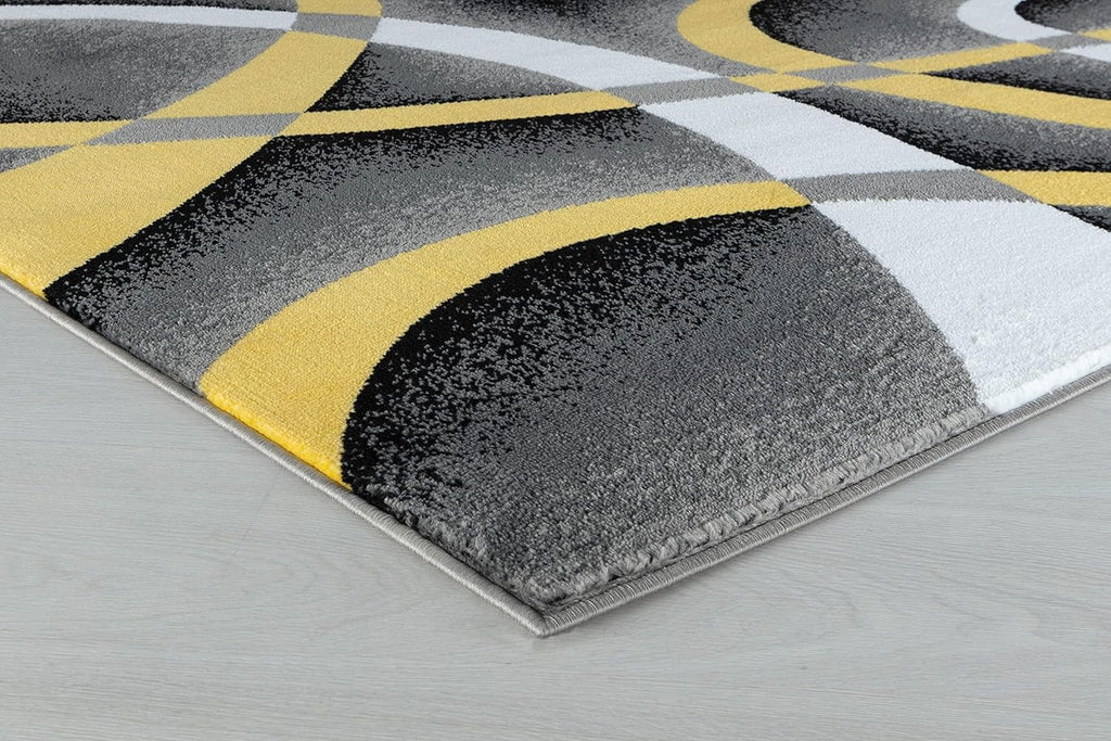 Area Rug Modern 8x10 Yellow Soft Contemporary Floor Carpet for Indoor Living Dining Room and Bedroom Area