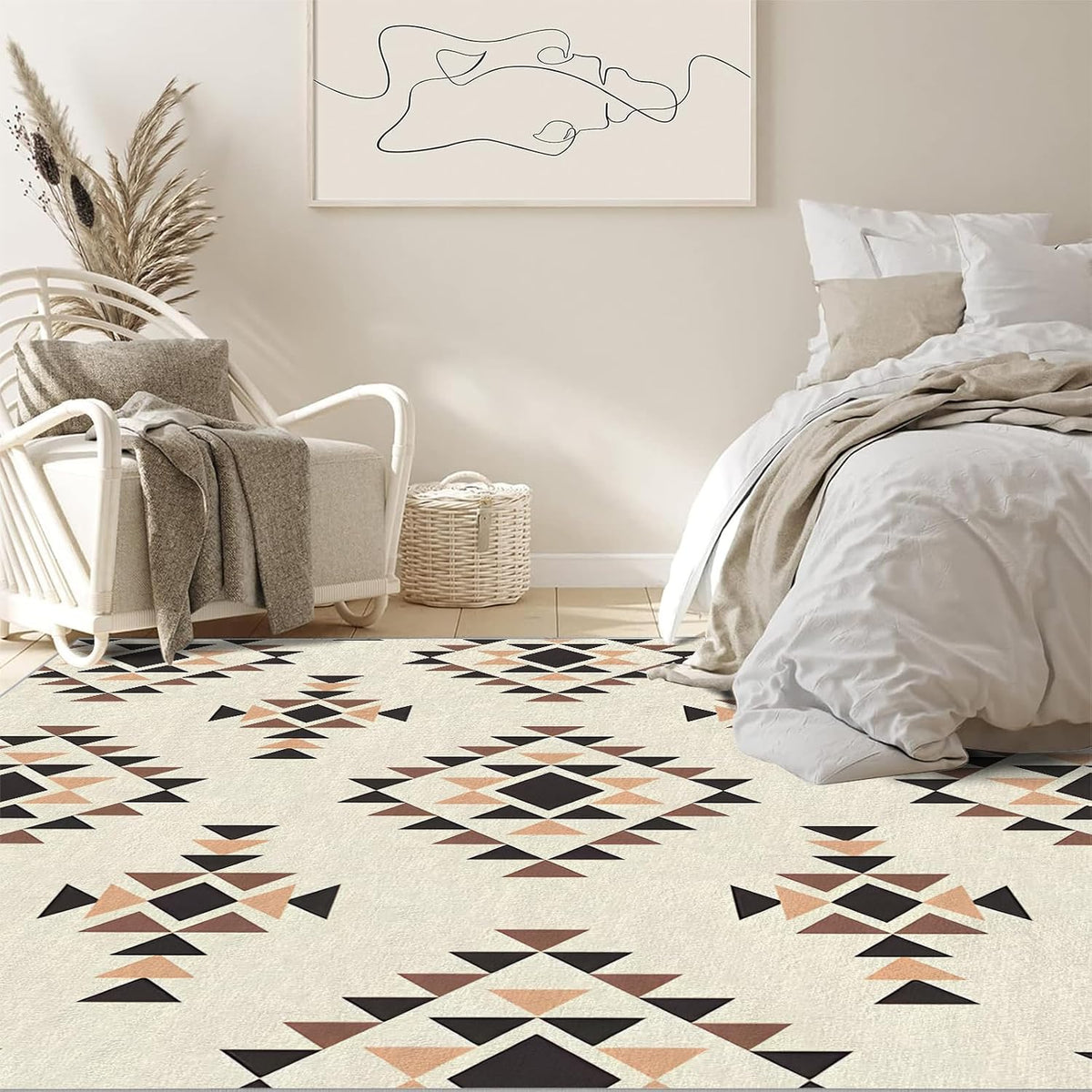 3x4ft Minimalism Area Rug – Premium Low Pile Non-Slip Carpet for Living Room, Bedroom & Office – Abstract Geometry,Washable Contemporary Home Decor Rug Yellow
