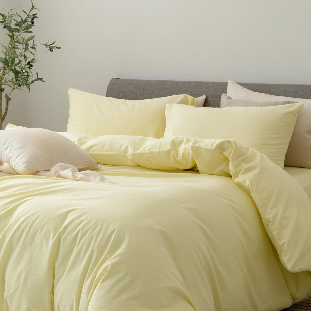 Pillowcases Set of 2 Washed Cotton Linen Feel Envelope Closure