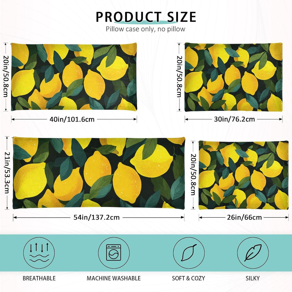 Pillow Covers 1 Pack Pillowcase with Zipper Standard Size Fluffy Pillow Cases 20x26 Inch Decorative Rectangle Yellow Lemons Black