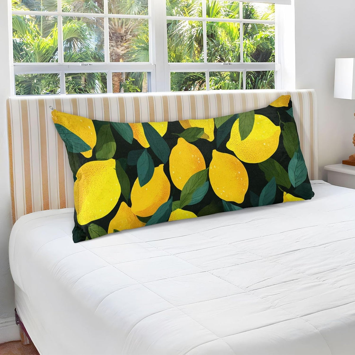 Pillow Covers 1 Pack Pillowcase with Zipper Standard Size Fluffy Pillow Cases 20x26 Inch Decorative Rectangle Yellow Lemons Black