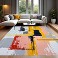 Boho Abstract Modern Rug 2x3 Washable Wool Yellow Grey Area Rugs for Bedroom Dining Room Living Room Home Office Non Slip Artistic Playroom Statement Large Carpet Soft Thick Indoor Mat