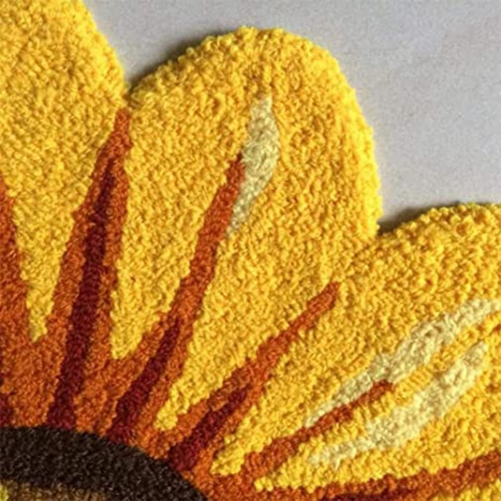 Modern Fashion Sunflower Area Rug Soft and Comfortable Bedroom Kitchen Living Room Bedside Floor Mats Indoor Outdoor Carpet Non-Shedding Non Slip Doormat Home Décor (25.5" X 25.5", Yellow)