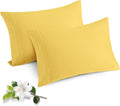 2 Pack Microfiber Pillowcases Standard Size Yellow Bed Pillow Cases with Envelope Closure, 1800 Thread Count Soft & Shrinkage Resistant Pillow Covers, 20 x 26 Inches