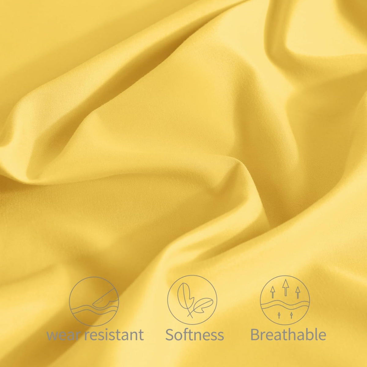 2 Pack Microfiber Pillowcases Standard Size Yellow Bed Pillow Cases with Envelope Closure, 1800 Thread Count Soft & Shrinkage Resistant Pillow Covers, 20 x 26 Inches