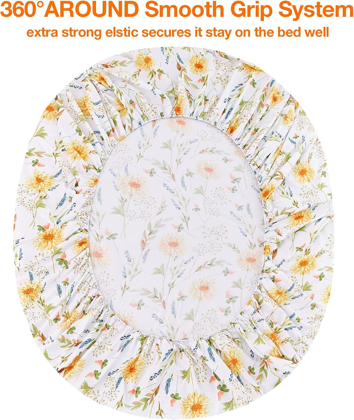 Boho Floral Printed Twin Sheet Set Extra Deep Pocket