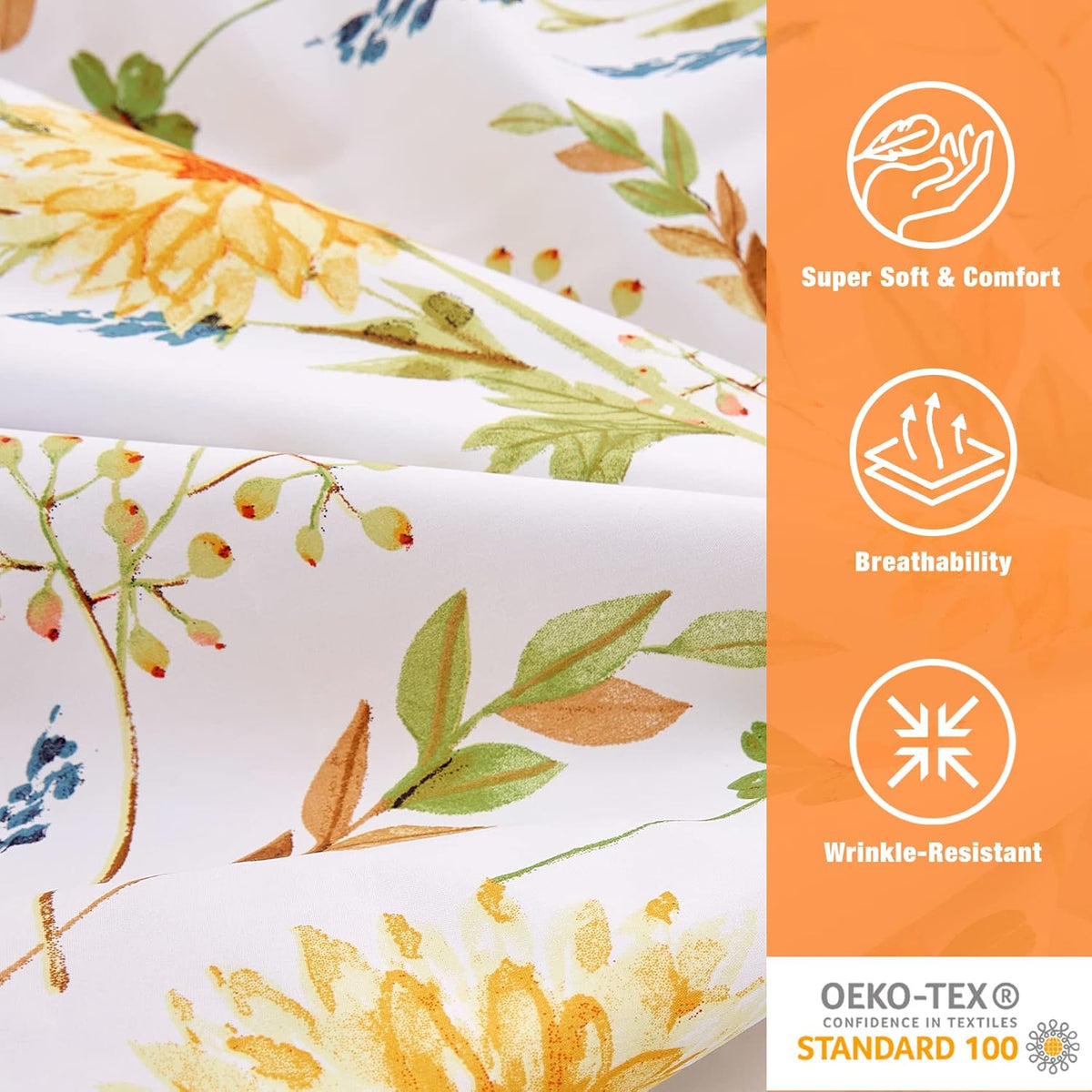 Boho Floral Printed Twin Sheet Set Extra Deep Pocket