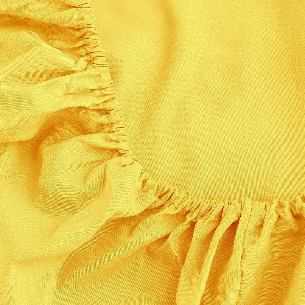 Single Fitted Sheet (Twin - Yellow) - Deep Pocket Brushed Velvety Microfiber, Breathable, Extra Soft and Comfortable - Wrinkle, Fade, Stain and Abrasion Resistant