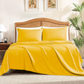 Queen Sheets Set, 4-Piece Fitted Queen Sheets, Mustard