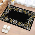 Retro Yellow Snowflake 2x3 Area Rugs for Living Room, Winter Christmas Black Background Non Slip Floor Mat Washable Low-Profile Indoor Carpet for Bedroom, Dining Room, Bathroom
