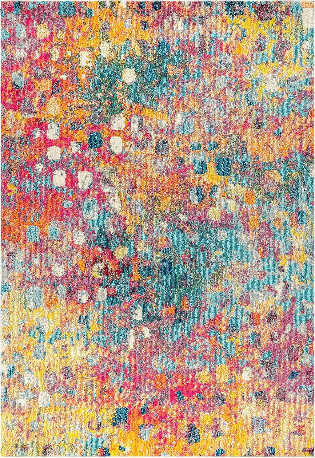 Abstract Area Rug 8X10 Multi/Yellow, Contemporary Indoor Rug