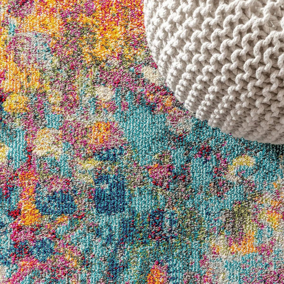 Abstract Area Rug 8X10 Multi/Yellow, Contemporary Indoor Rug