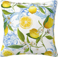 Summer Yellow Lemon Tropical Palm Leaves Throw Pillow Cover 18x18 in