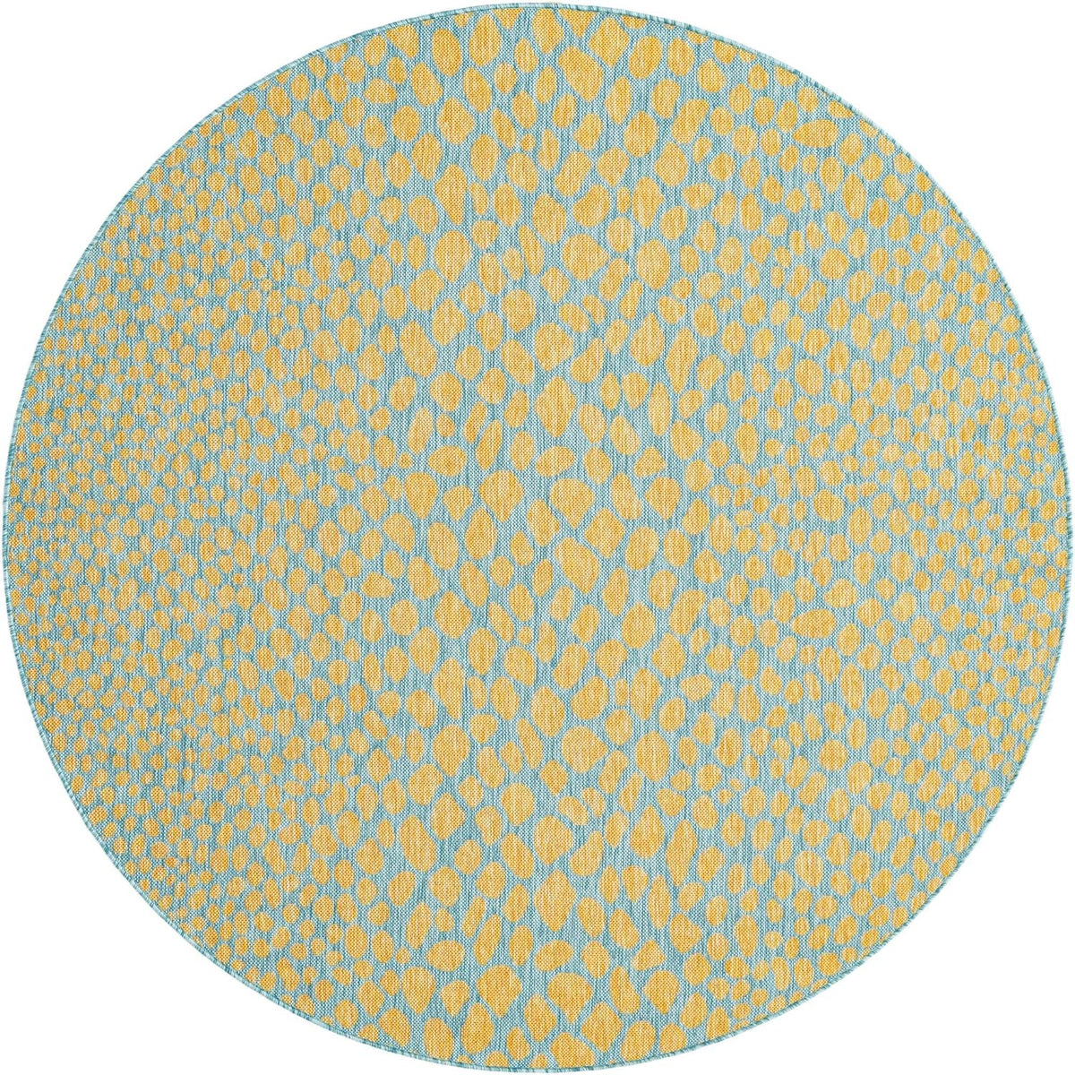 Jill Zarin Jill Zarin Outdoor Collection Area Rug - Cape Town (6' 7" Round, Yellow and Aqua/Light Blue)