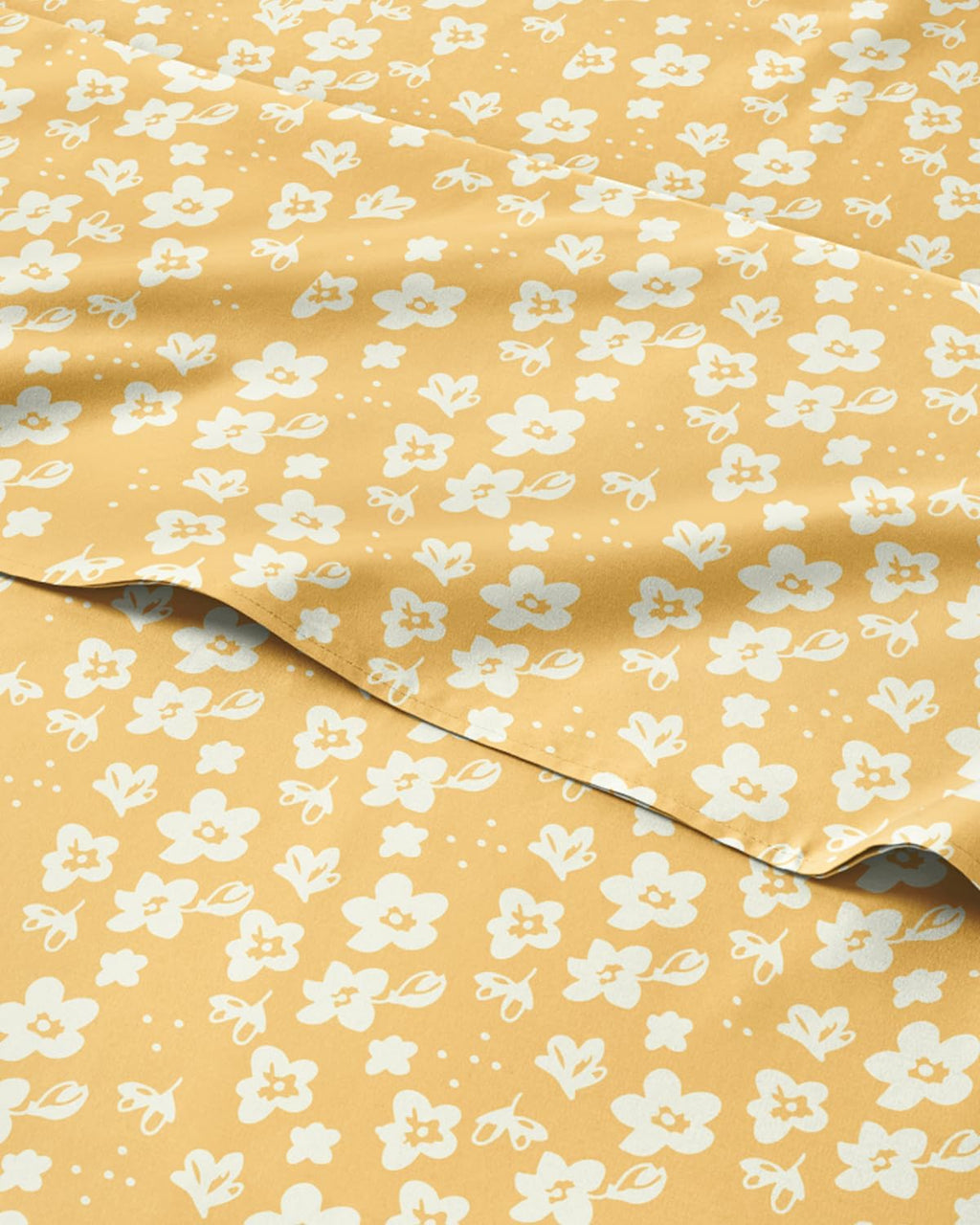 Twin XL 3 Piece Floral Sheet Set - Breathable & Cooling - Yellow Meadow