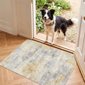 2x3 Area Rug Washable Abstract: Non Slip Front Door Throw rugs Grey/Yellow
