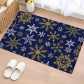 Winter Yellow Snowflake 2x3 Area Rugs for Living Room, Christmas White Snowflake Navy Non Slip Floor Mat Washable Low-Profile Indoor Carpet for Bedroom, Dining Room, Bathroom