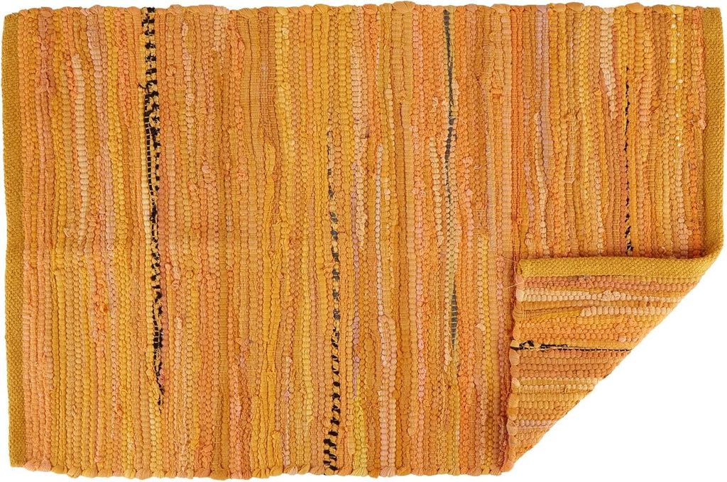 Chindi Home Collection Handwoven Multicolor Area Rag Run, 20x31.5, Mustard Yellow