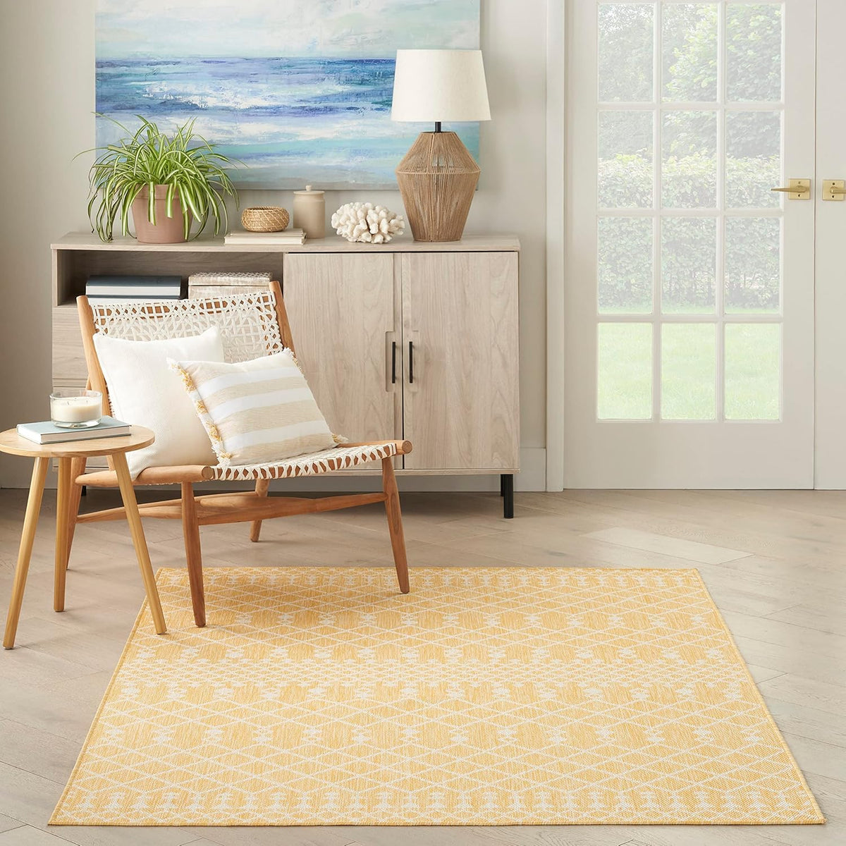 Positano Yellow 5' x 7' Area Rug - Easy Clean, Non Shedding, Bed Room, Living Room, Dining Room, Kitchen (5' x 7')