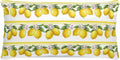 Summer Lemons Satin Pillowcase for Hair and Skin, Yellow Fruit Leaf Striped White Background Silky Pillow Cases Standard Size with Zipper 1 Pack Soft Cooling Pillow Cover for Women Men, 20''x40''