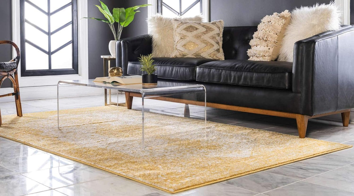 Bromley Collection Area Rug - Midnight (5' 1" x 8' Rectangle Yellow/Ivory)