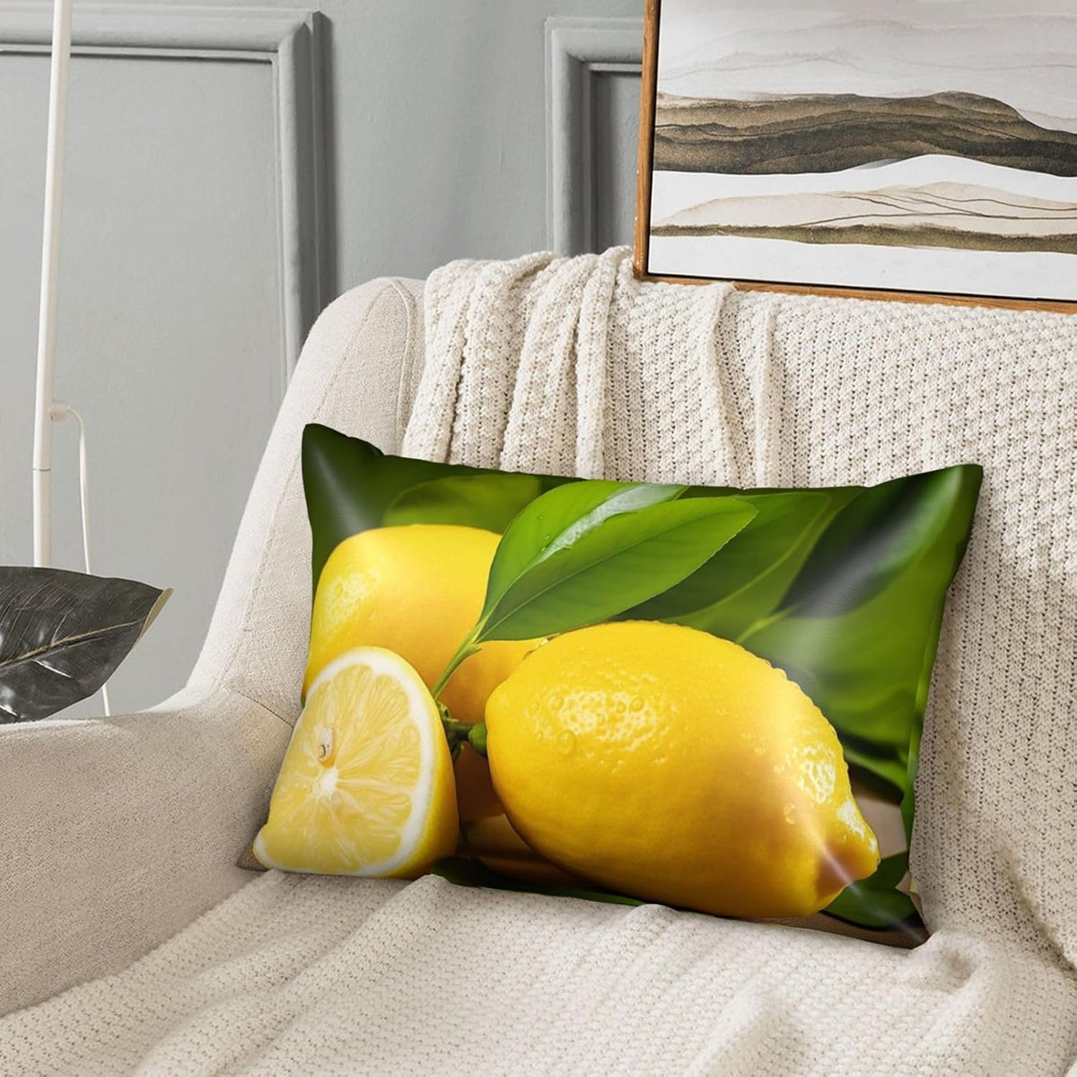 Satin Pillowcase for Hair and Skin, Yellow Lemon Pillow Cover Queen Size 20x30 Inch Soft Smooth Breathable Cooling Silky Pillow Cases with Hidden Zipper, Gifts for Women Men