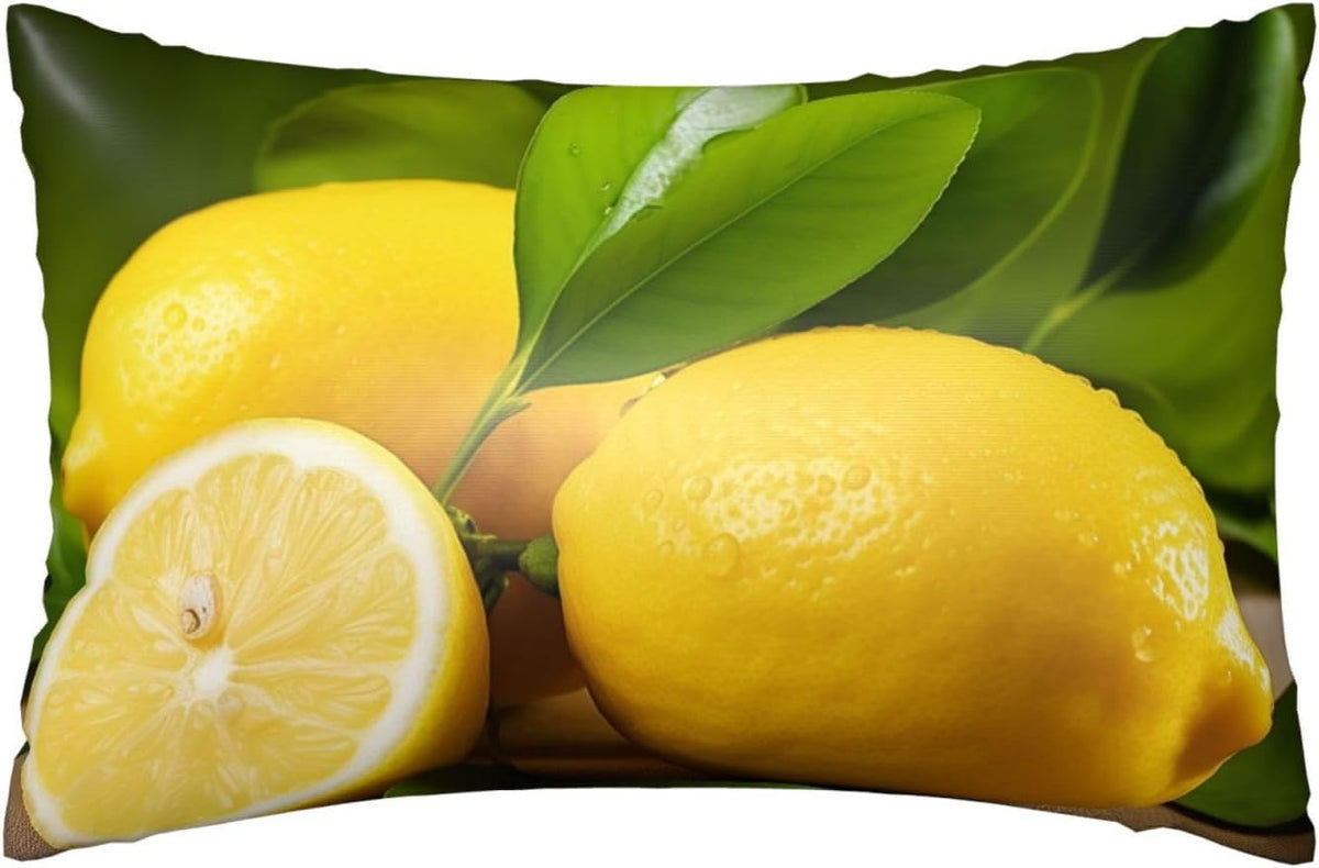Satin Pillowcase for Hair and Skin, Yellow Lemon Pillow Cover Queen Size 20x30 Inch Soft Smooth Breathable Cooling Silky Pillow Cases with Hidden Zipper, Gifts for Women Men