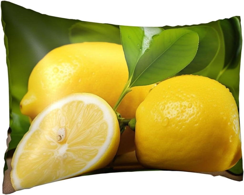 Satin Pillowcase for Hair and Skin, Yellow Lemon Pillow Cover Queen Size 20x30 Inch Soft Smooth Breathable Cooling Silky Pillow Cases with Hidden Zipper, Gifts for Women Men
