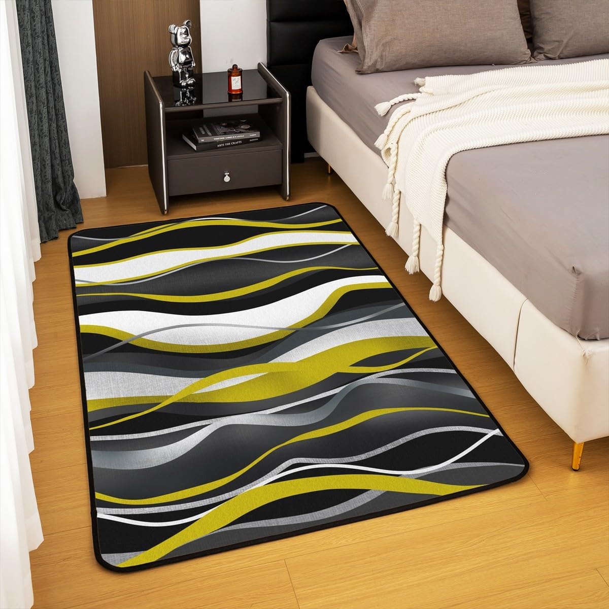 Geometric White Yellow Area Rug Bedroom Living Room 3x5