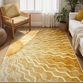 Sun 5x7 Area Rug, Boho Ombre Yellow Bedroom Rug Machine Washable Carpet, Ultra Thin Soft Non Slip Mid Century Nursery Carpet for Kids Room Living Room Playroom Classroom Decor