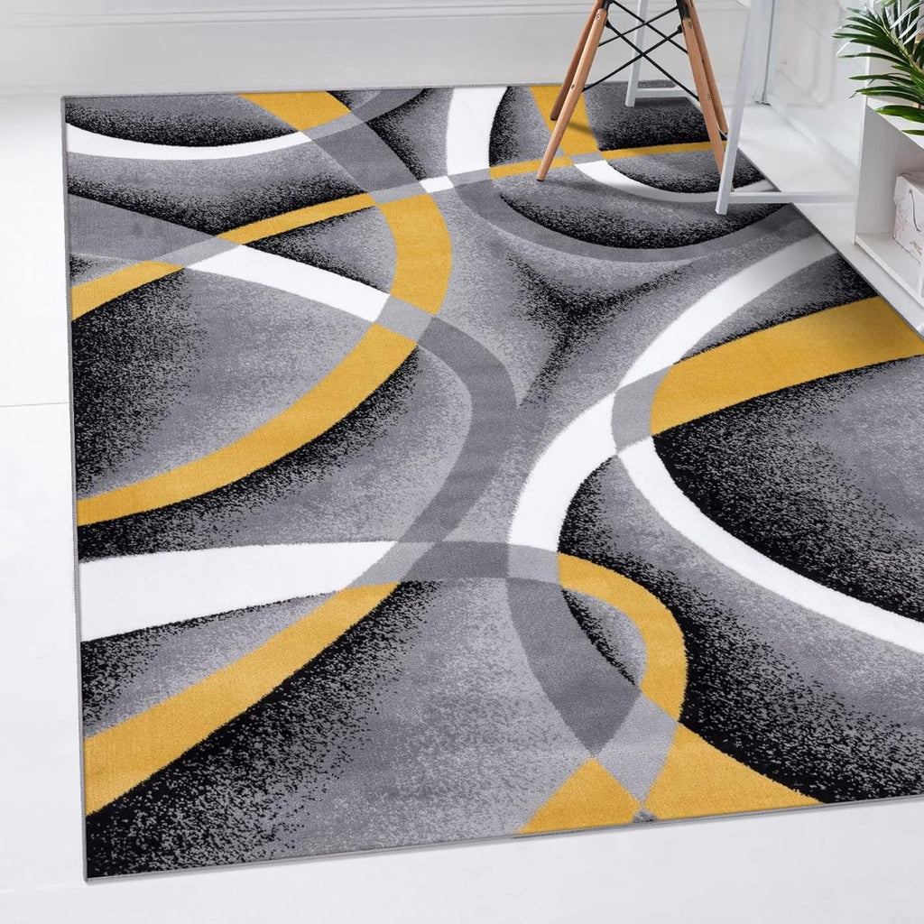 2305 Geometric Abstract Yellow 4x5 Area Rugs for Living Room