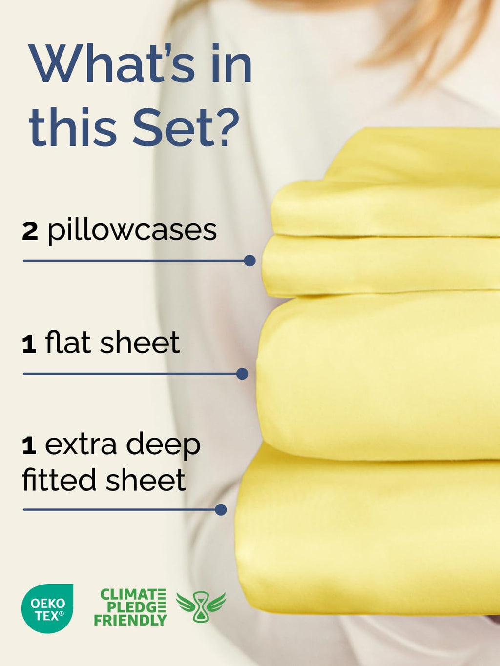 Extra Deep Queen Sheet Set - 4 Piece Breathable & Cooling Sheets - Yellow
