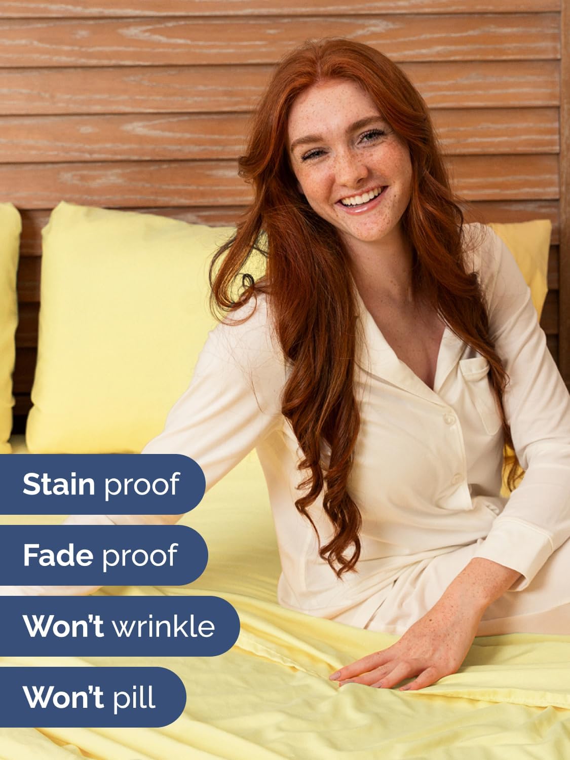 Extra Deep Queen Sheet Set - 4 Piece Breathable & Cooling Sheets - Yellow