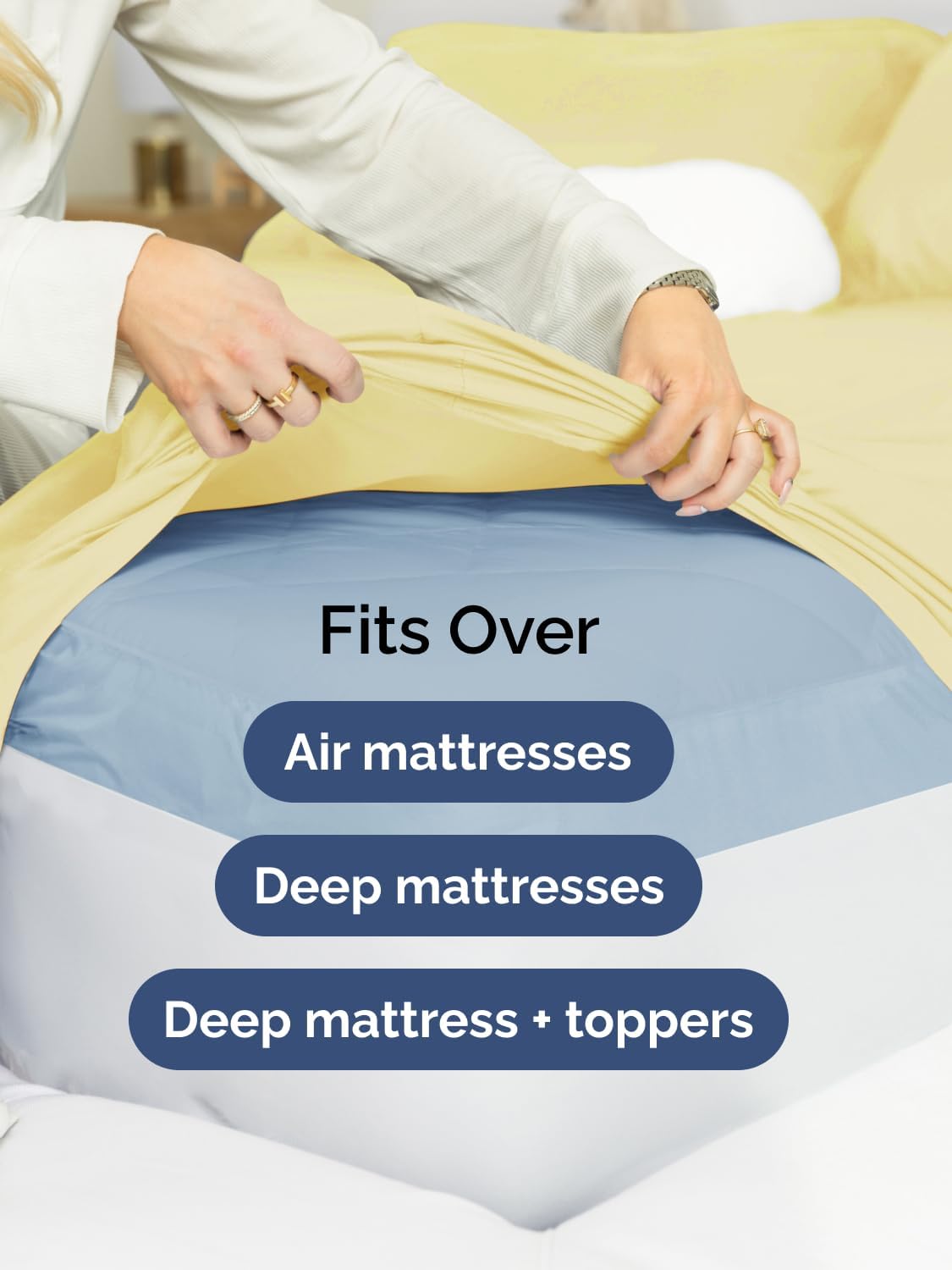 Extra Deep Queen Sheet Set - 4 Piece Breathable & Cooling Sheets - Yellow