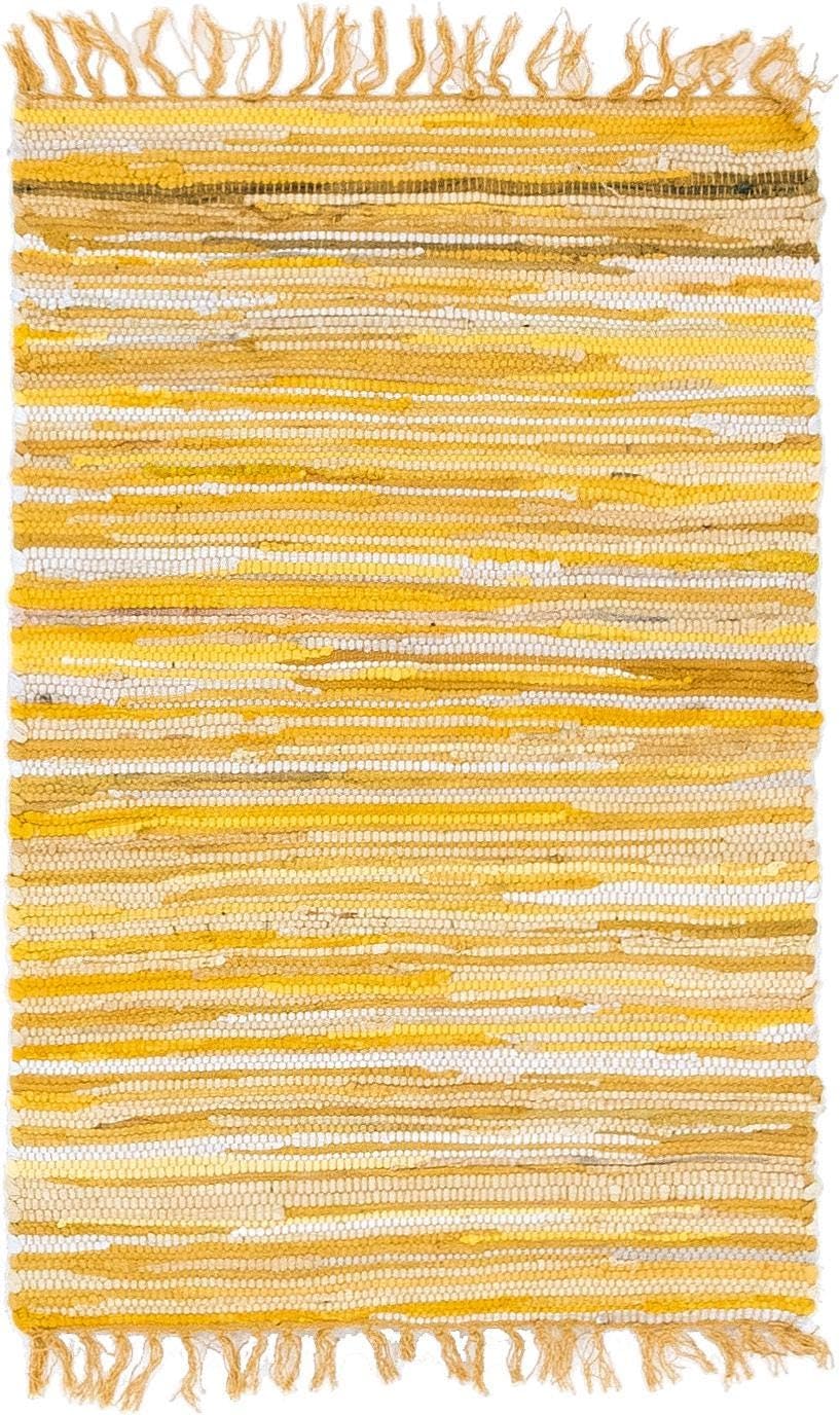 Chindi Cotton Collection Rug – 2' x 3' Yellow Flatweave Rug Perfect for Living Rooms, Large Dining Rooms, Open Floorplans