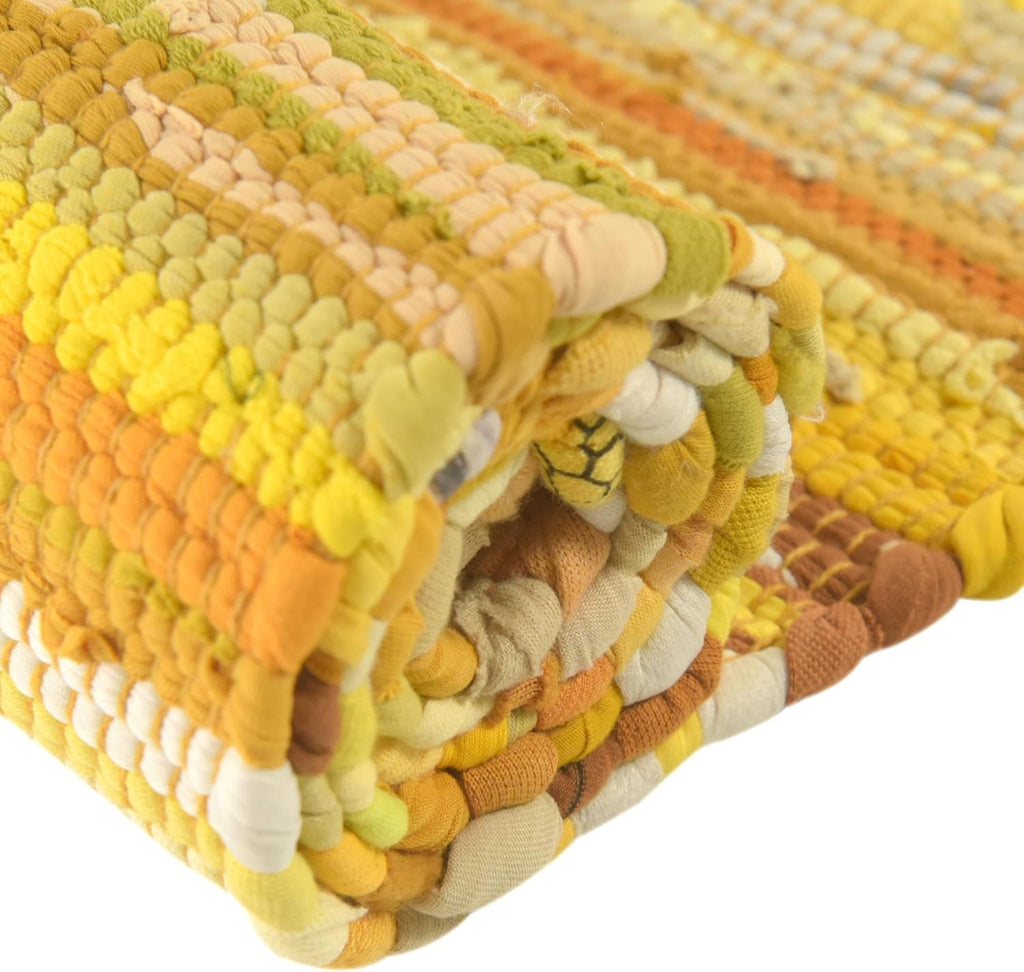 Chindi Cotton Collection Rug – 2' x 3' Yellow Flatweave Rug Perfect for Living Rooms, Large Dining Rooms, Open Floorplans