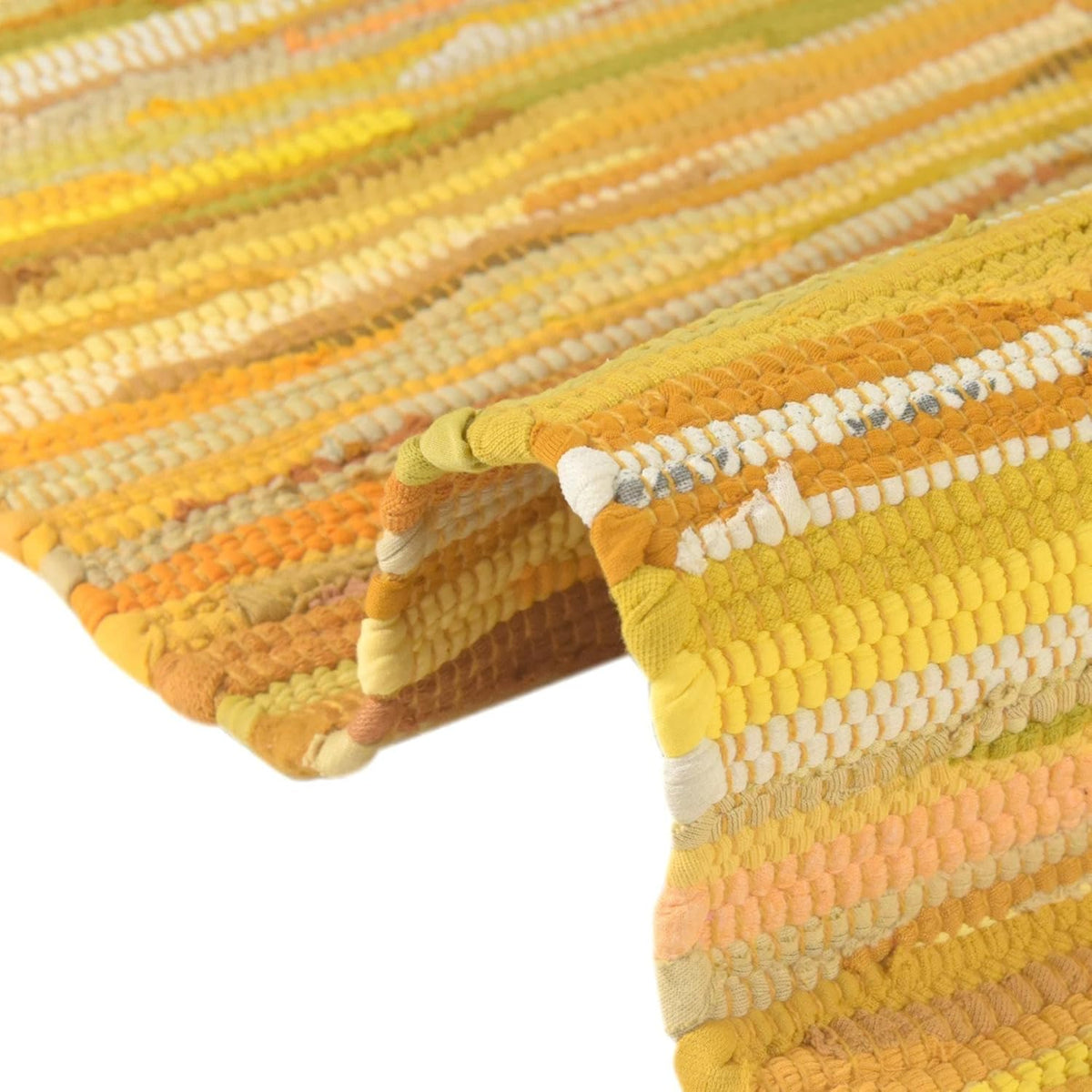 Chindi Cotton Collection Rug – 2' x 3' Yellow Flatweave Rug Perfect for Living Rooms, Large Dining Rooms, Open Floorplans