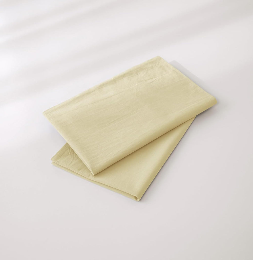 JIYUAN Standard Washed Cotton Pillowcases, Set of 2, Relaxed Linen Feel